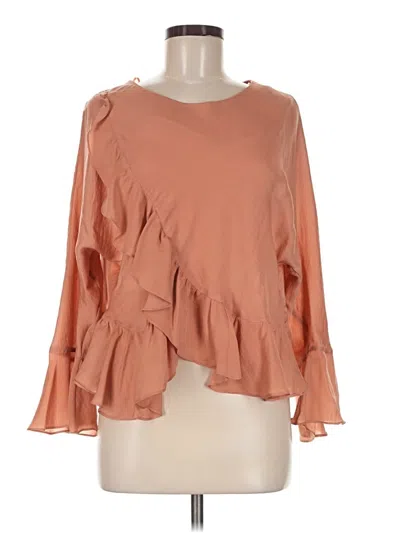 Topshop Long Sleeve Blouse In Orange