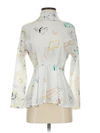 Pre-owned Topshop Long Sleeve Blouse In Silver