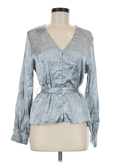 Pre-owned Topshop Long Sleeve Blouse In Silver