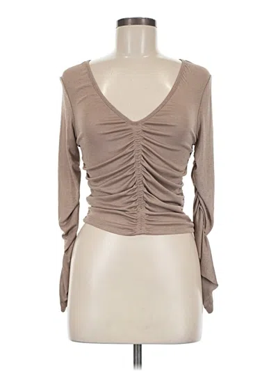 Pre-owned Topshop Long Sleeve Blouse In Tan