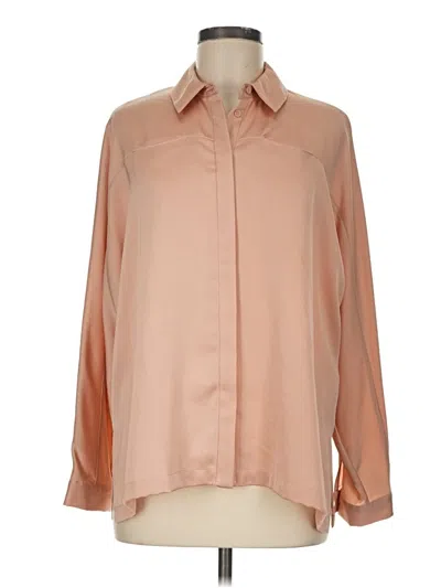 Topshop Long Sleeve Blouse In Neutral