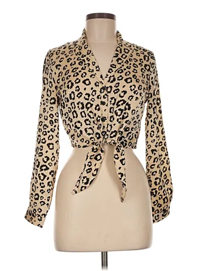 Pre-owned Topshop Long Sleeve Blouse In Tan