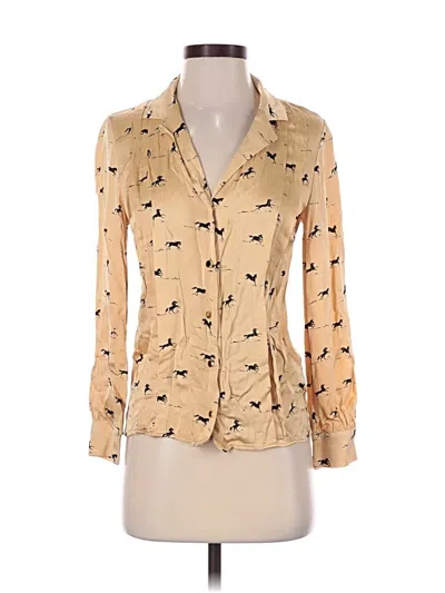 Pre-owned Topshop Long Sleeve Blouse In Tan