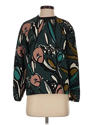 Pre-owned Topshop Long Sleeve Blouse In Teal