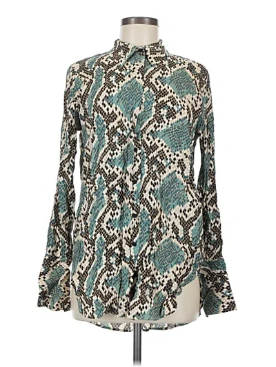 Pre-owned Topshop Long Sleeve Blouse In Teal