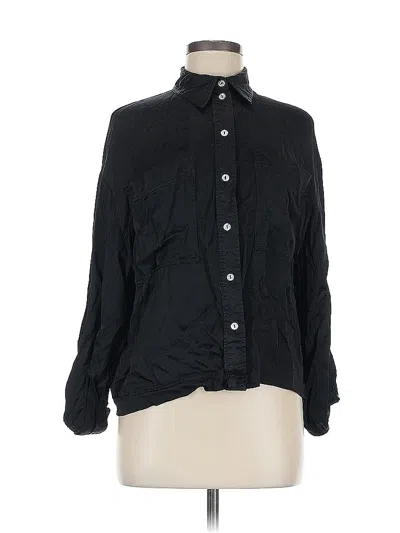 Pre-owned Topshop Long Sleeve Button Down Shirt In Black
