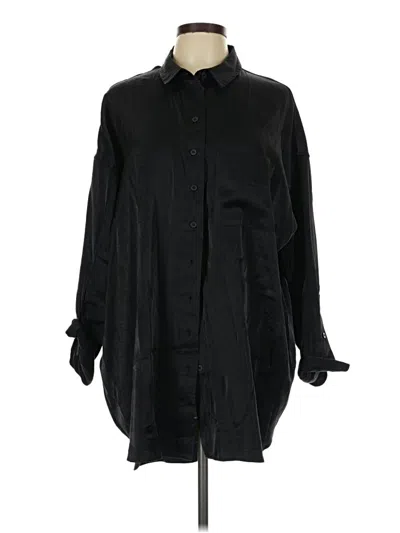 Pre-owned Topshop Long Sleeve Button Down Shirt In Black