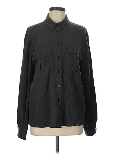 Pre-owned Topshop Long Sleeve Button Down Shirt In Black