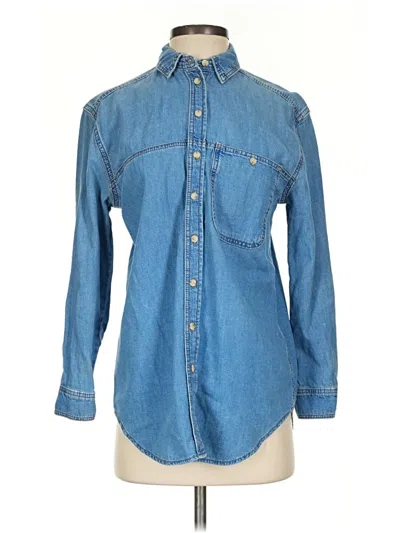 Pre-owned Topshop Long Sleeve Button Down Shirt In Blue
