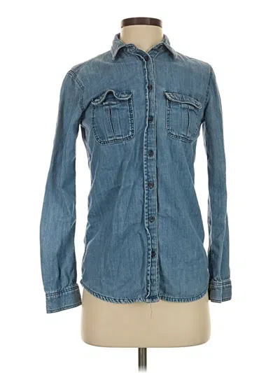 Pre-owned Topshop Long Sleeve Button Down Shirt In Blue