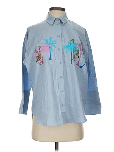 Pre-owned Topshop Long Sleeve Button Down Shirt In Blue