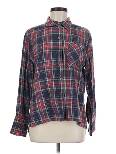 Topshop Long Sleeve Button Down Shirt In Multi