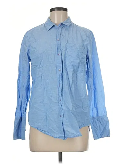 Pre-owned Topshop Long Sleeve Button Down Shirt In Blue