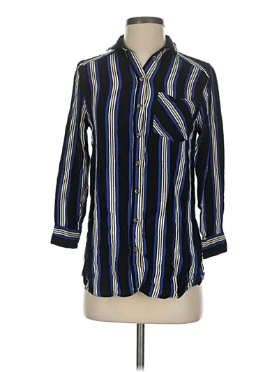 Pre-owned Topshop Long Sleeve Button Down Shirt In Blue