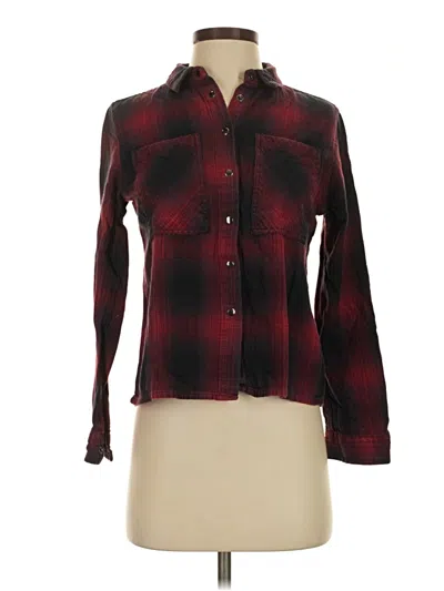 Pre-owned Topshop Long Sleeve Button Down Shirt In Burgundy