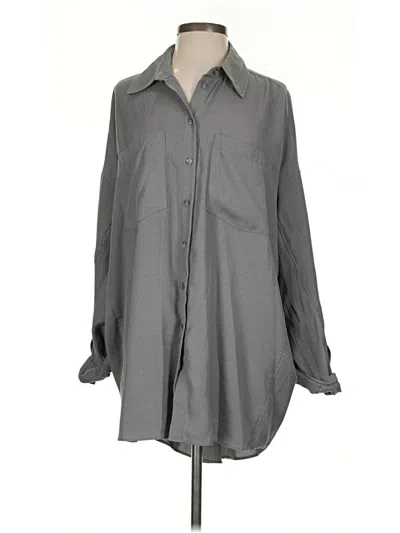 Pre-owned Topshop Long Sleeve Button Down Shirt In Gray