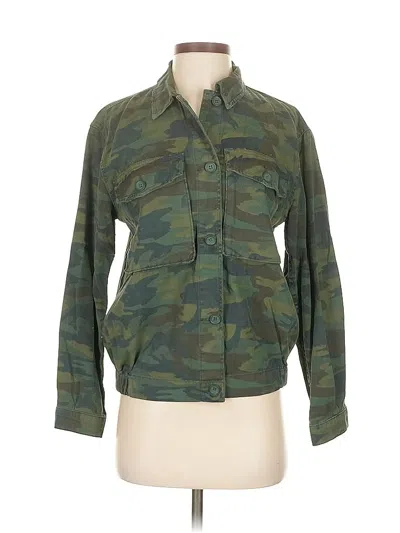 Pre-owned Topshop Long Sleeve Button Down Shirt In Green
