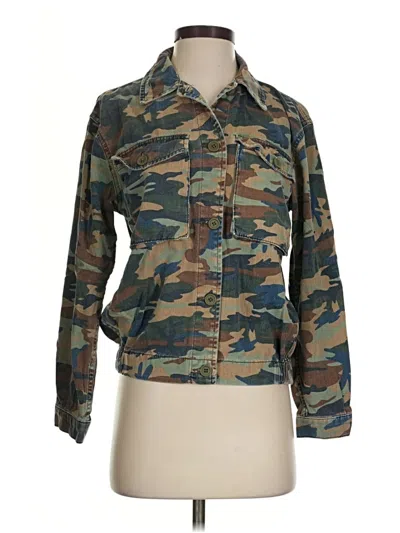 Pre-owned Topshop Long Sleeve Button Down Shirt In Green