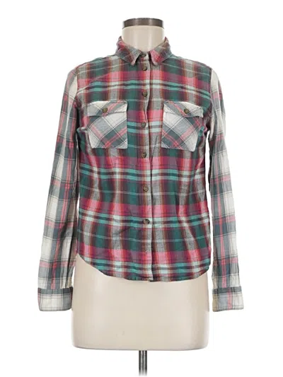 Pre-owned Topshop Long Sleeve Button Down Shirt In Green