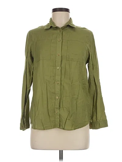 Pre-owned Topshop Long Sleeve Button Down Shirt In Green