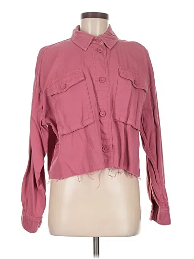 Pre-owned Topshop Long Sleeve Button Down Shirt In Pink