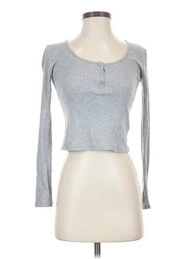 Pre-owned Topshop Long Sleeve Henley Shirt In Gray