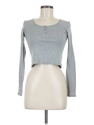 Pre-owned Topshop Long Sleeve Henley Shirt In Gray