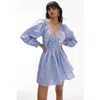 Topshop Elasticated Channel Long Sleeve Romper In Blue In Medium Blue