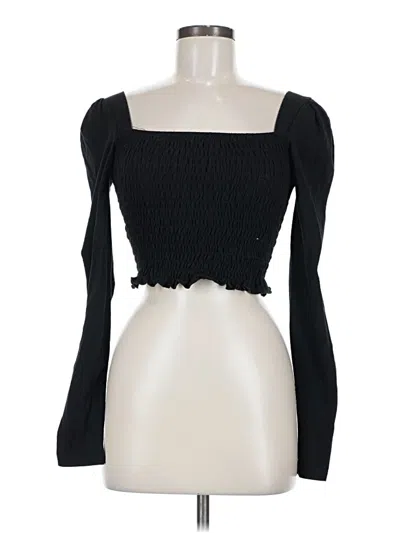 Pre-owned Topshop Long Sleeve Top Black Square Neckline Tops