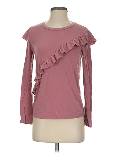 Pre-owned Topshop Long Sleeve Top Pink Ruffles Neckline Tops