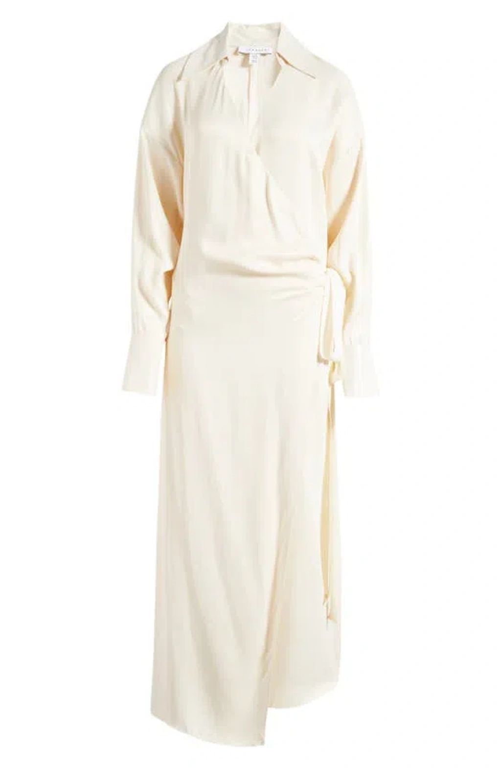 Topshop Long Sleeve Wrap Midi Shirtdress In Ivory | ModeSens