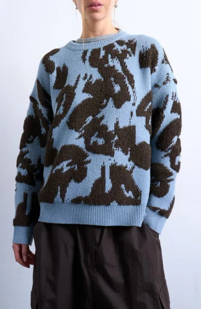 Topshop Knit Looped Textured Print Sweater In Multi