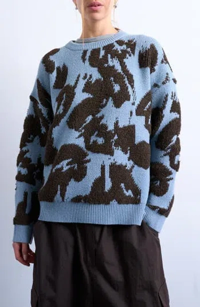 Topshop Knit Looped Textured Print Sweater In Multi