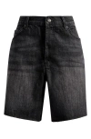 Topshop Loose Fit Denim Shorts In Black
