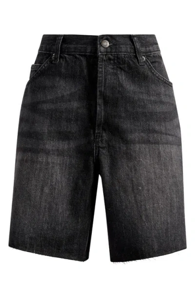 Topshop Loose Fit Denim Shorts In Black