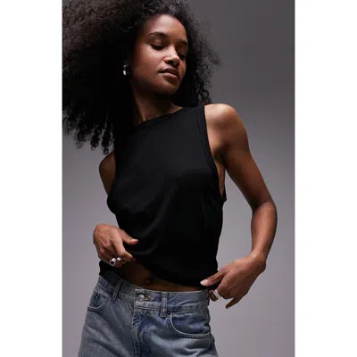 Topshop Soft Loose Tank Top In Black