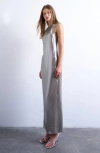 Topshop Metallic Hardware Maxi Dress In Gray