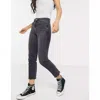 Topshop Moto High Waist Raw Hem Straight Leg Jeans In Grey In Grey