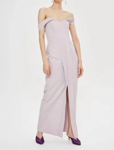 Topshop Off The Shoulder Bandeau Front Slit Formal Dress In Lavender In Purple