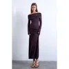 Topshop Off The Shoulder Long Sleeve Maxi Dress In Purple