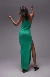 Topshop One-shoulder Bias-cut Maxi Dress In Medium Green