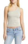 Topshop One-shoulder Rib Tank In Nude