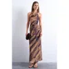 Topshop Open Back Halter Top In Multi