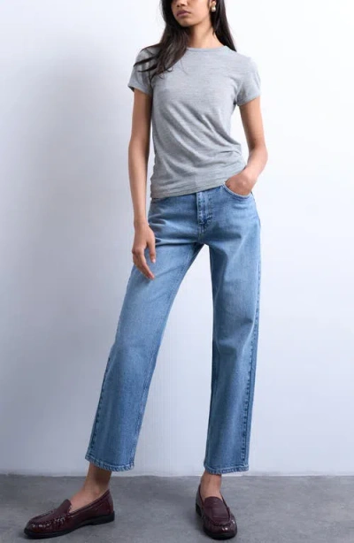 Topshop Orson Straight Leg Jeans In Blue
