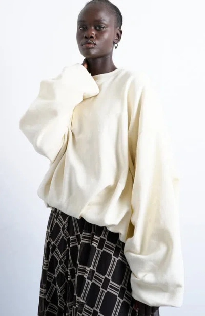 Topshop Oversize Balloon Hem Sweatshirt In White