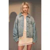 Topshop Oversize Balloon Sleeve Denim Jacket In Light Blue