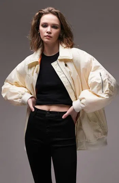 Topshop Oversize Bomber Jacket In Cream