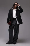 Topshop Oversize Grandad Blazer In Black