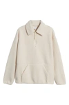 Topshop Oversize Half Zip Textured Fleece Pullover In Light Pink