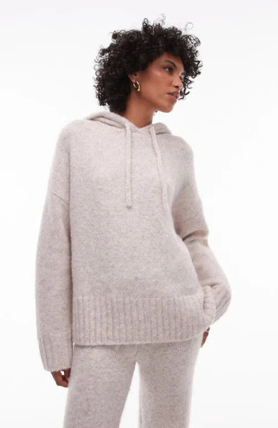 Topshop Oversize Hooded Sweater In Grey